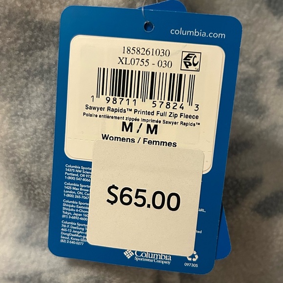 Columbia Sawyer Rapids Fleece Jacket, Women’s M, Gray/White - Picture 7 of 9